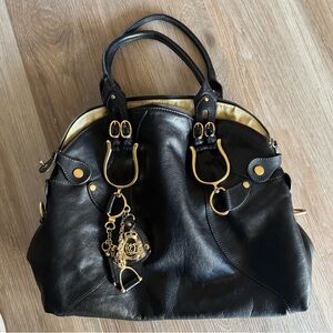Juicy Couture Black Equestrian Saddle Bag w/ Gold Metal Hardware, 2007-2009 era